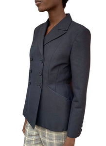 Christian Dior Navy 30 Montaigne Silk Double Breasted Bar Jacket - 42 / US 10