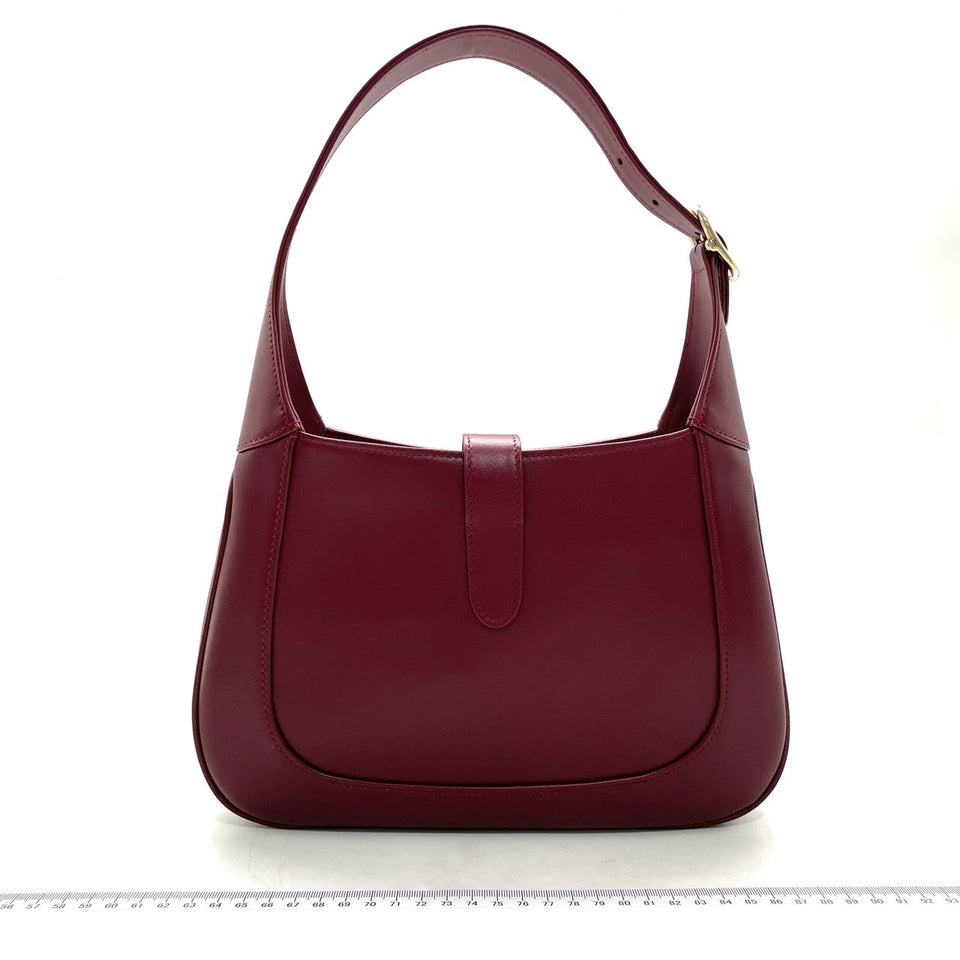 Gucci Jackie 1961 Small Ancora Red Burgundy Leather Shoulder Bag Clasp S24 No Strap