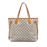 White Louis Vuitton Damier Azur Neverfull MM Tote Bag