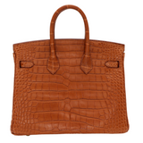 Hermes25cm Birkin Gold Matte Alligator Gold Hardware