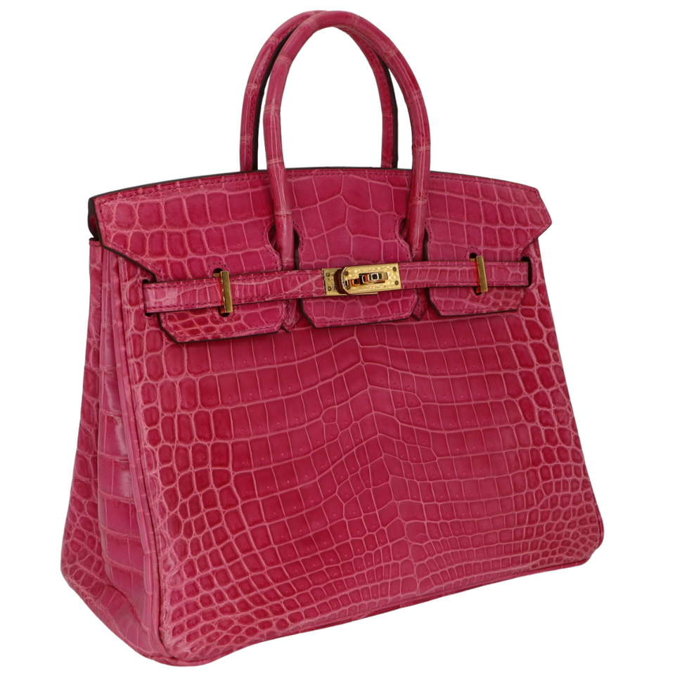 Hermes25cm Birkin Rose Tyrien Shiny Niloticus Crocodile Gold Hardware
