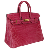 Hermes25cm Birkin Rose Tyrien Shiny Niloticus Crocodile Gold Hardware