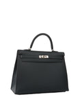 Hermes Kelly 35 Black Sombrero Leather PHW.