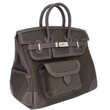 Hermes25cm Birkin Cargo Bronze/ Ebene Canvas/ Swift Leather Palladium Hardware