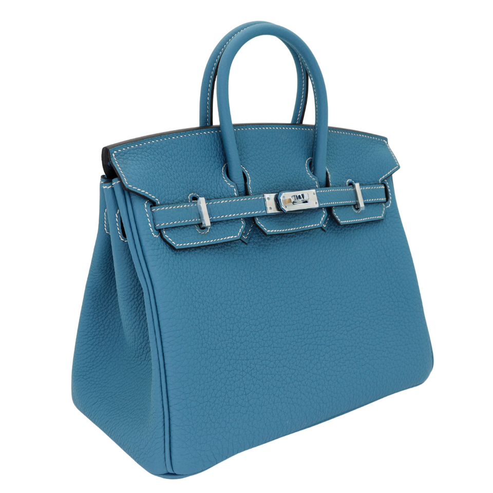 Hermes25cm Birkin Bleu Jean Togo Leather Palladium Hardware