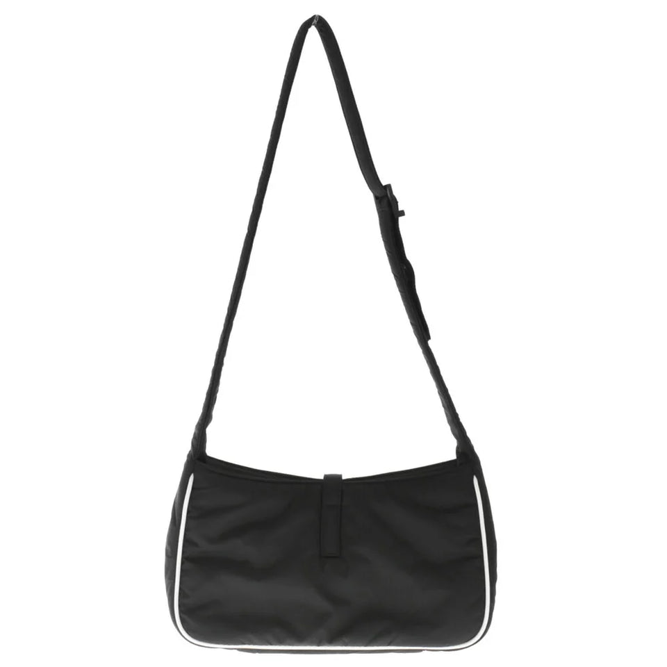 Saint Laurent- Paris Logo Hook Nylon Shoulder Bag Black