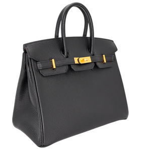 Hermes25cm Birkin HSS Black/ Rouge Chèvre Leather Brushed Gold Hardware