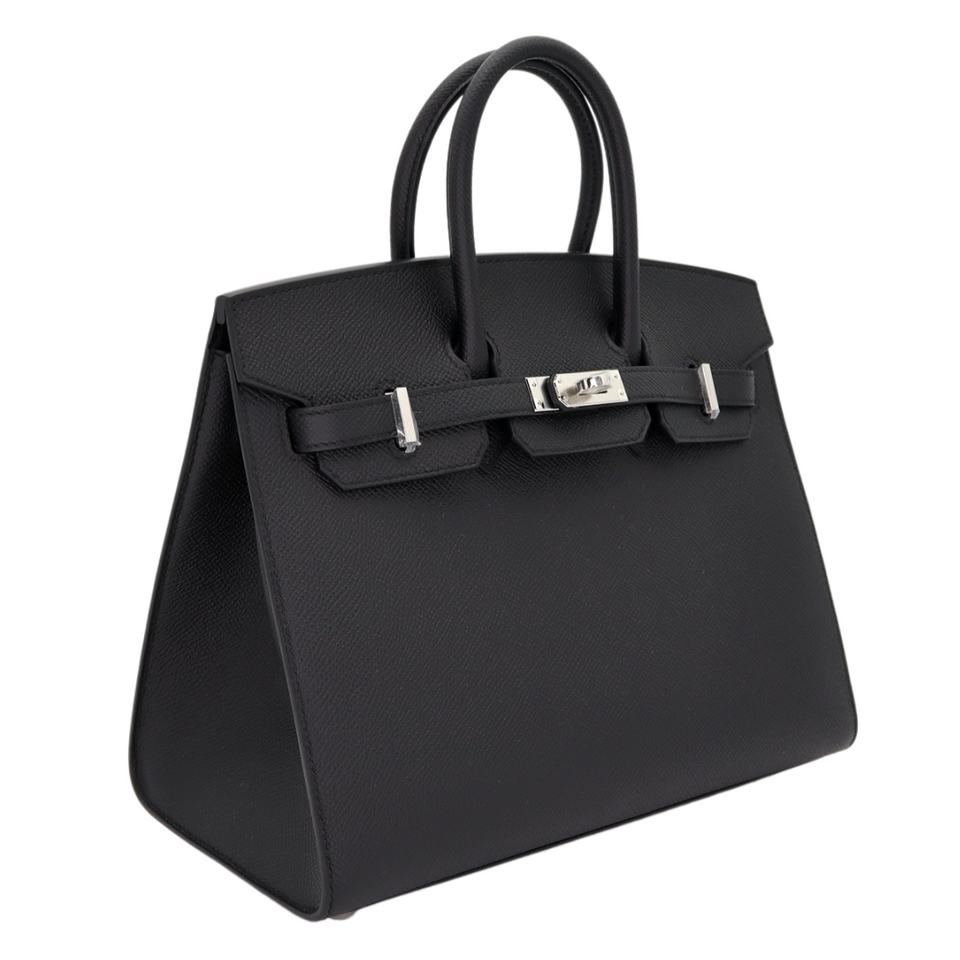 Hermes25cm Birkin Sellier Black Epsom Leather Palladium Hardware
