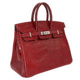Hermes25cm Birkin Rouge H Shiny Alligator Palladium Hardware