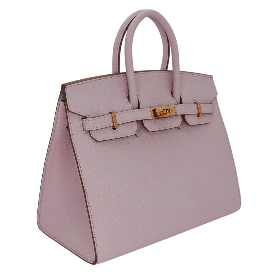 Hermes25cm Birkin Sellier HSS Mauve Pale/ Gris Perle Epsom Leather Rose Gold Hardware