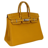 Hermes25cm Birkin Touch Jaune Ambre Togo Leather/ Niloticus Crocodile Palladium Hardware