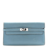 Hermes Epsom Kelly Longue Wallet Blue Jean