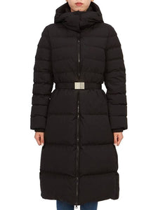 Luxury Burberry Logo Buckle Belt Long Hooded Padding Black