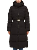 Luxury Burberry Logo Buckle Belt Long Hooded Padding Black