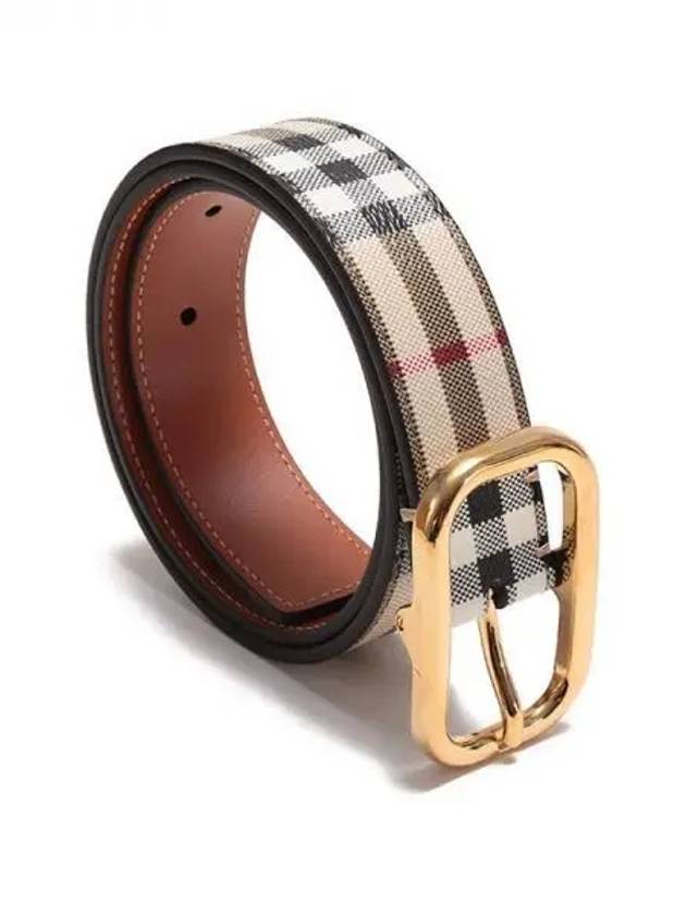 Luxury Burberry Check Leather Belt Beige