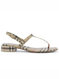 Luxury Burberry Vintage Check Lambskin Sandals Archive Beige