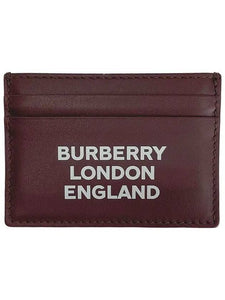 Luxury Burberry Logo Leather Card Wallet Burgundy