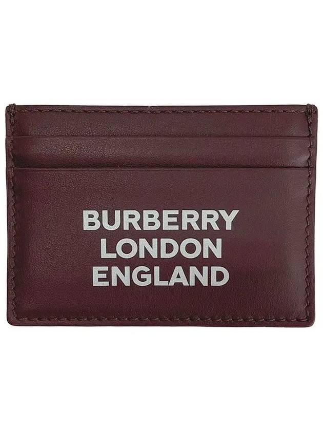 Luxury Burberry Logo Leather Card Wallet Burgundy