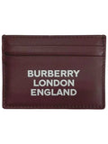 Luxury Burberry Logo Leather Card Wallet Burgundy