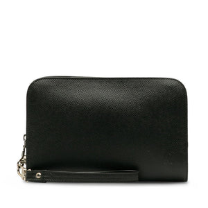 Louis Vuitton Taiga Clutch Bag Black Leather Men's