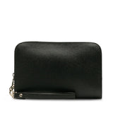 Louis Vuitton Taiga Clutch Bag Black Leather Men's