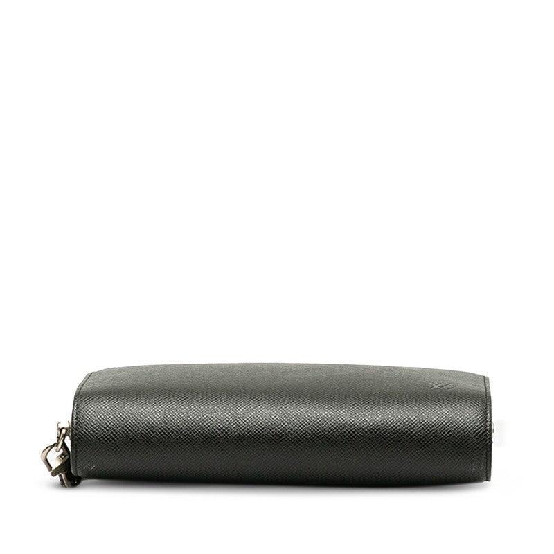 Louis Vuitton Taiga Clutch Bag Black Leather Men's