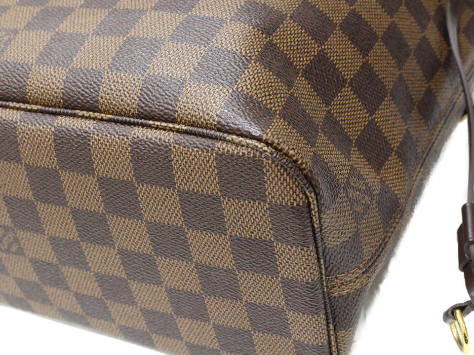 Louis Vuitton Neverfull PM Tote Bag Pouch Damier Ebene Brown