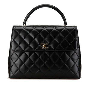 Chanel Matelasse Coco Mark Top Handle Flap Bag Lambskin Shoulder Bag