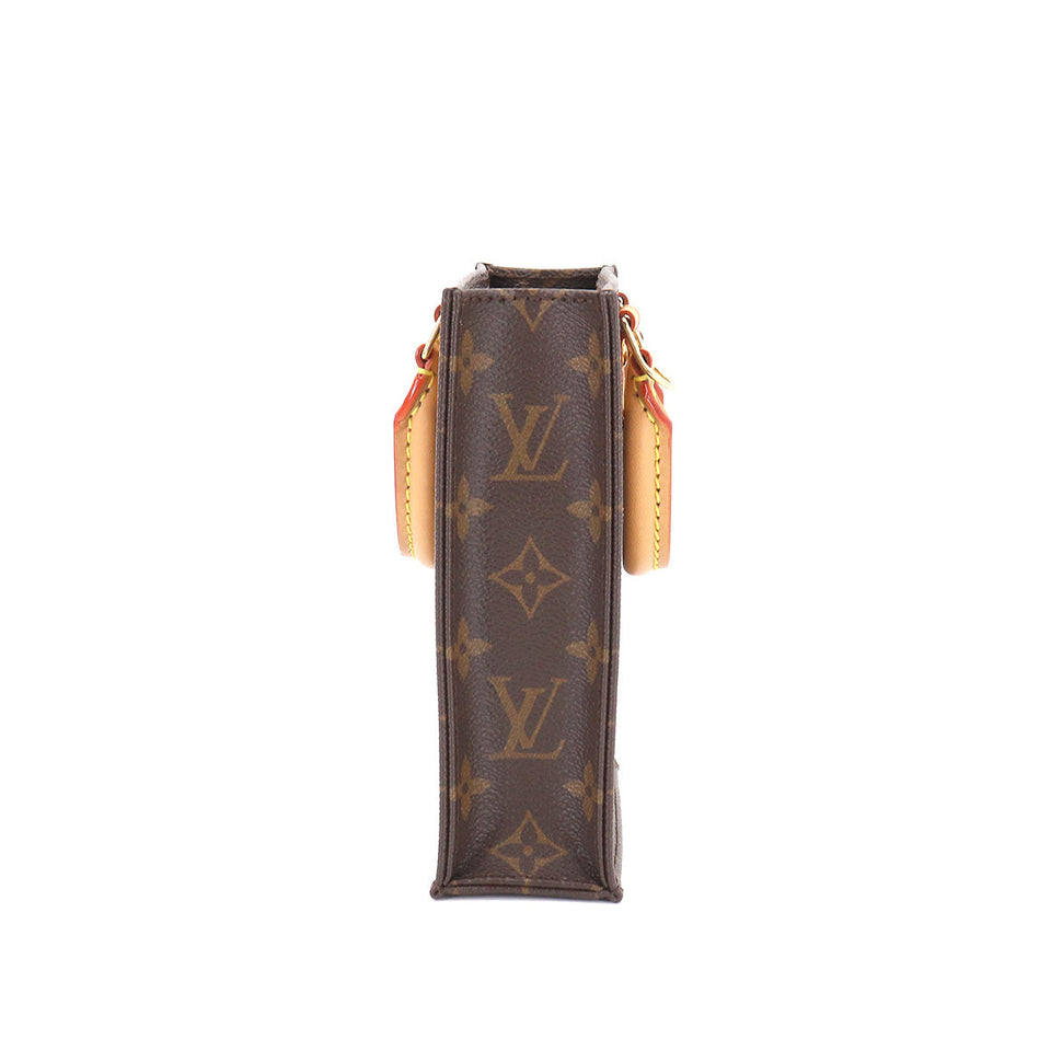 Louis Vuitton Monogram Petit Sac Plat 2 Way Hand Shoulder Bag Brown