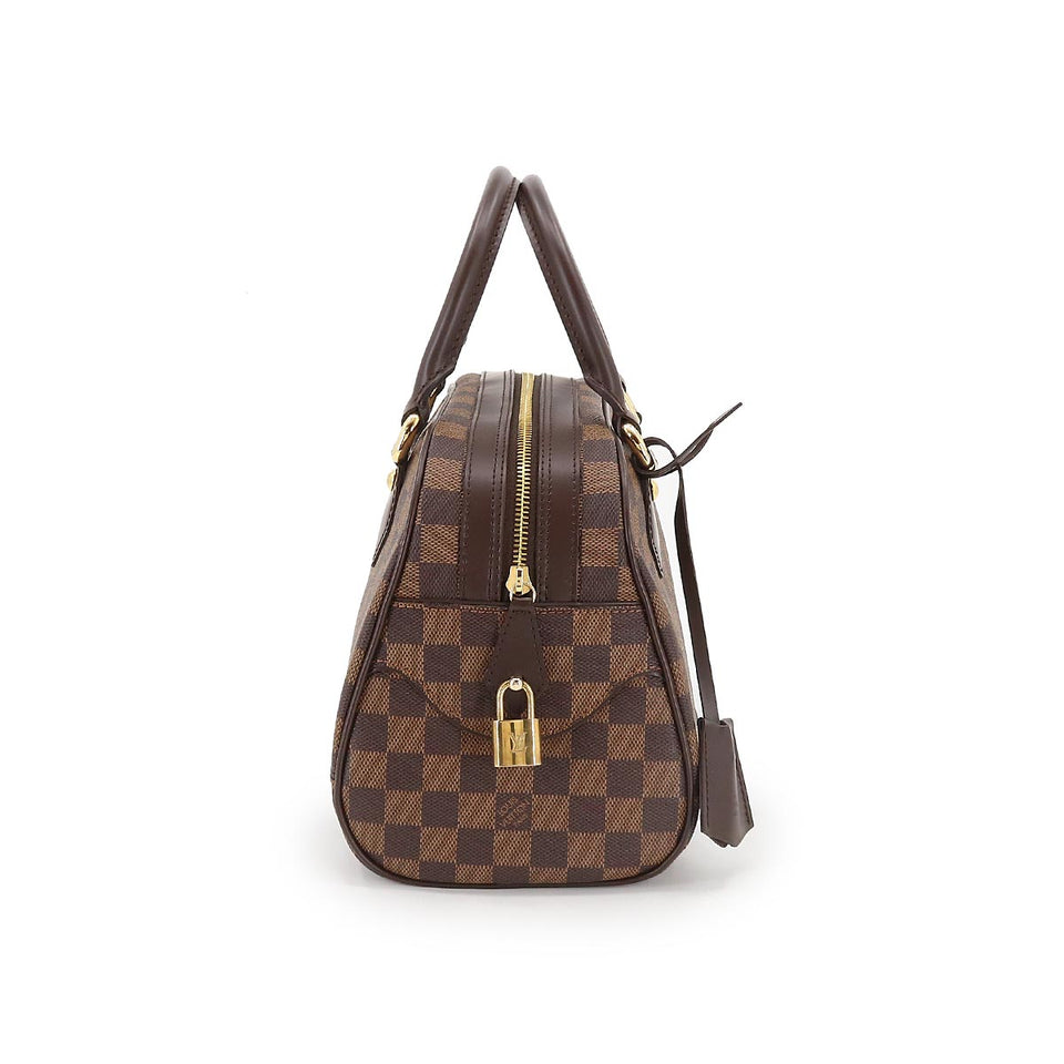 Louis Vuitton Damier Duomo Hand Bag Ebene Gold Metal Fittings