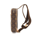 Louis Vuitton Monogram Pochette Gange Body Bag Brown Gold Metal Fittings