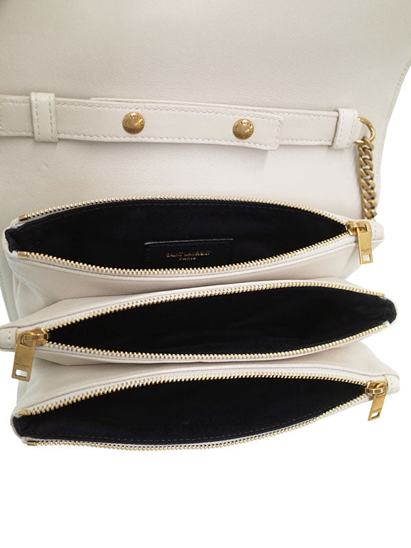 Saint Laurent- Paris Monogram Angie Shoulder Bag Beige Black