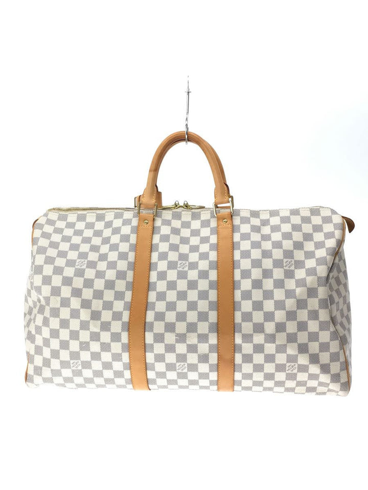 Louis Vuitton Keepall 50 Damier Azur Shoulder Bag White