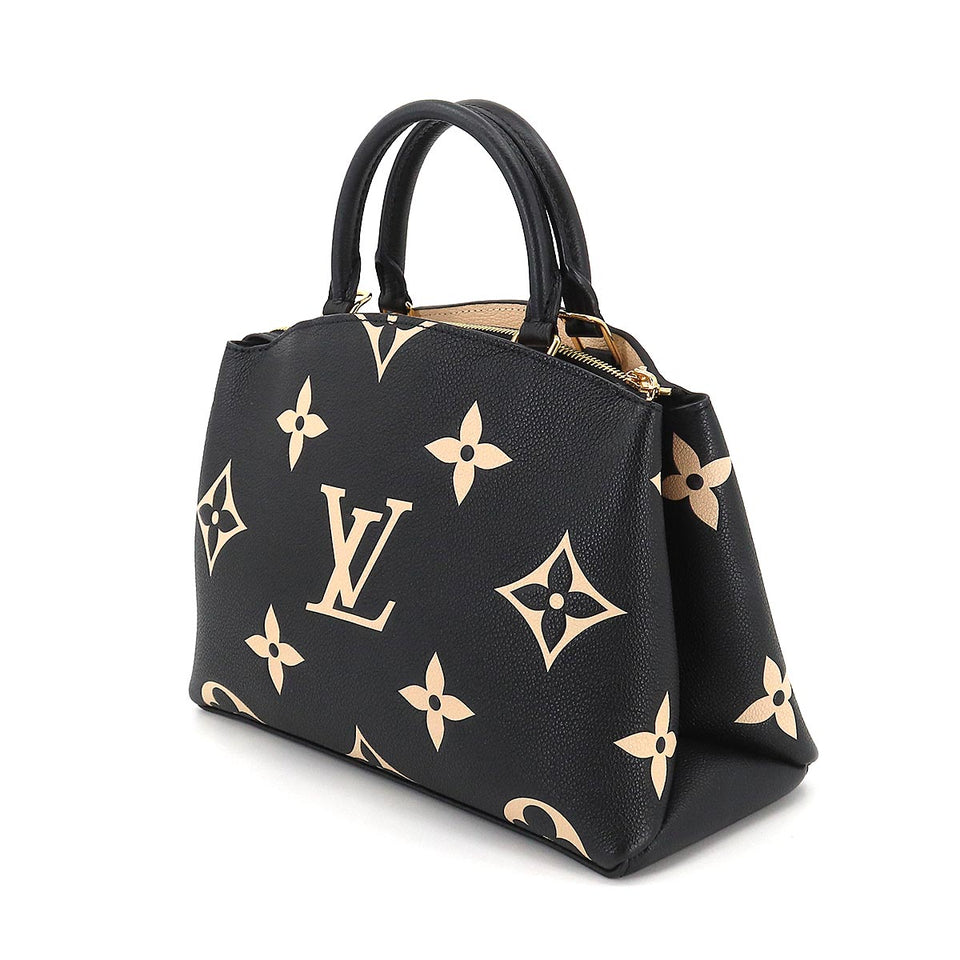 Louis Vuitton Bicolor Monogram Emplant Petit Palais PM Shoulder Bag Black Beige