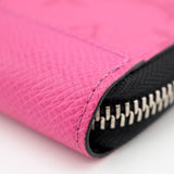 Louis Vuitton Zippy Wallet Vertical Coated Canvas Round Zipper Fuchsia Pink