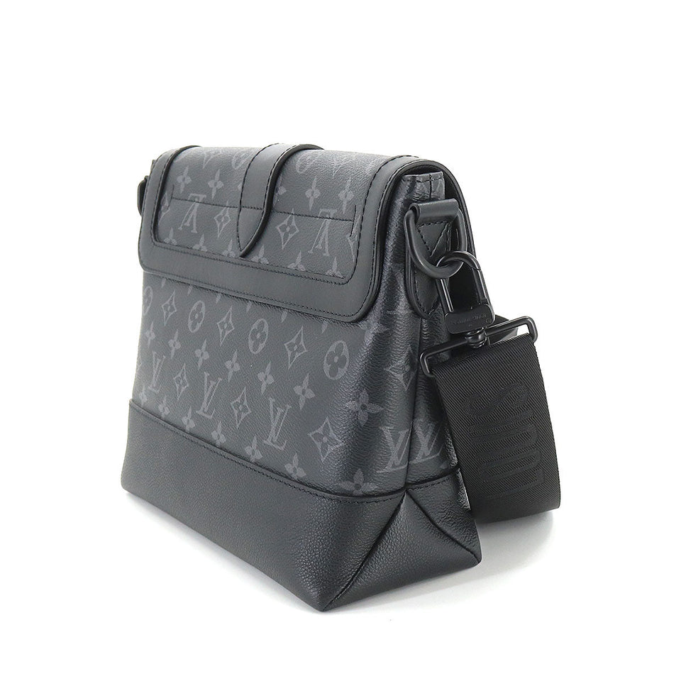 Louis Vuitton Monogram Eclipse Saumur Messenger PM Shoulder Bag Black