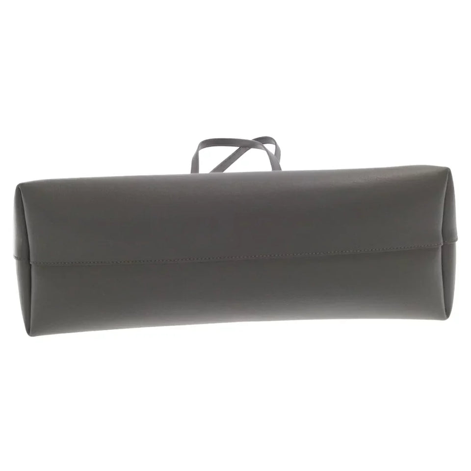 Saint Laurent- Paris Logo Print East Waist Leather Tote Bag Gray