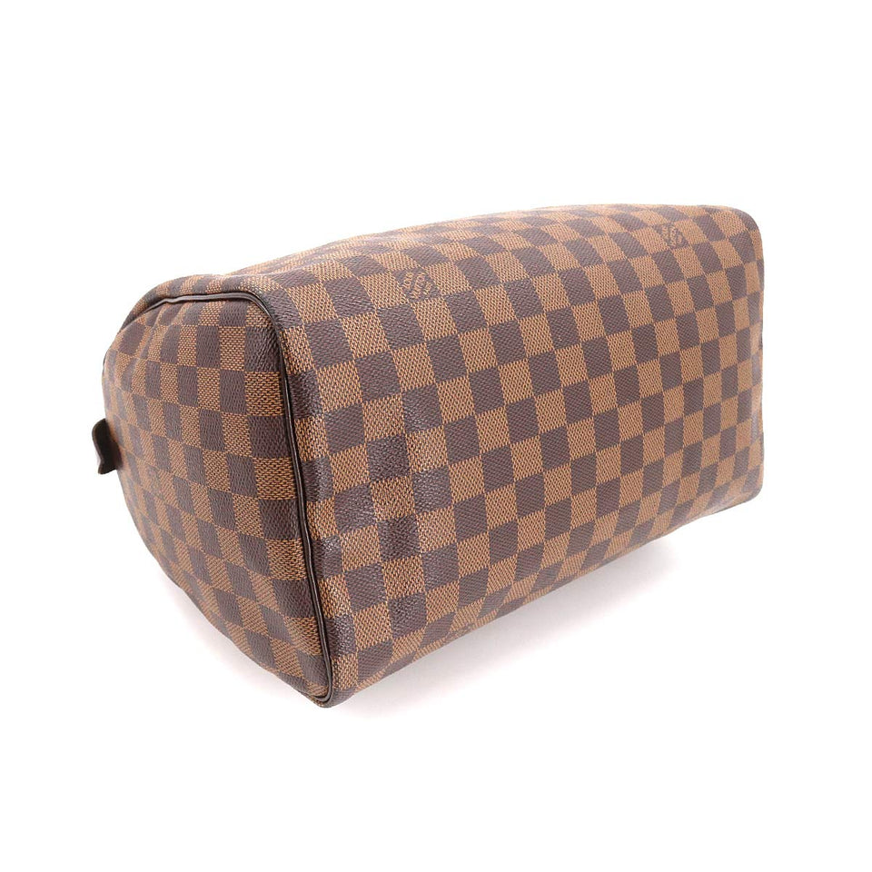 Louis Vuitton Damier Speedy 30 Hand Bag Ebene Brown Gold Hardware