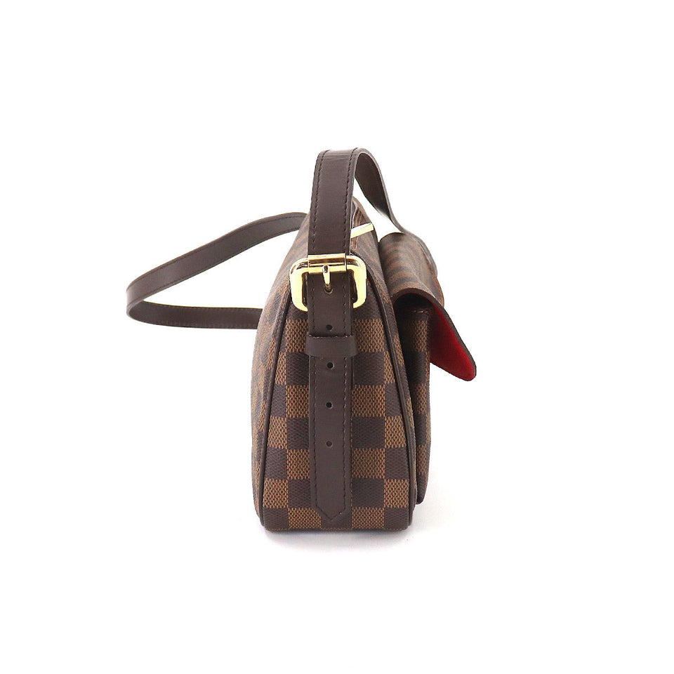 Louis Vuitton Damier Ravello GM Shoulder Bag Ebene Gold Metal Fittings