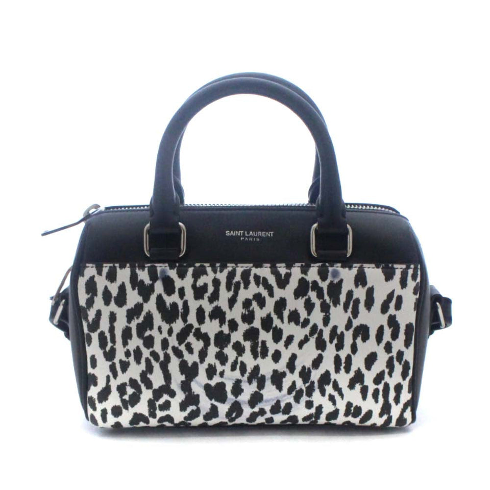 Saint Laurent- Paris Chain Shoulder Bag Baby Duffle Black White Leather