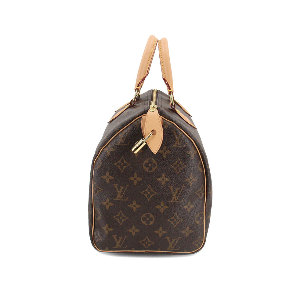 Louis Vuitton Monogram Speedy 30 Hand Bag Brown RFID Gold Hardware