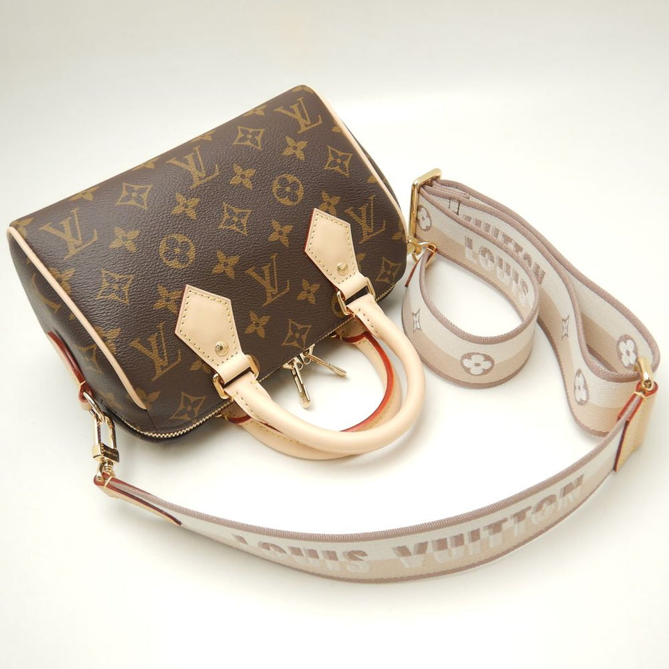 Louis Vuitton Monogram Speedy Bandouliere 20 Handbag Beige