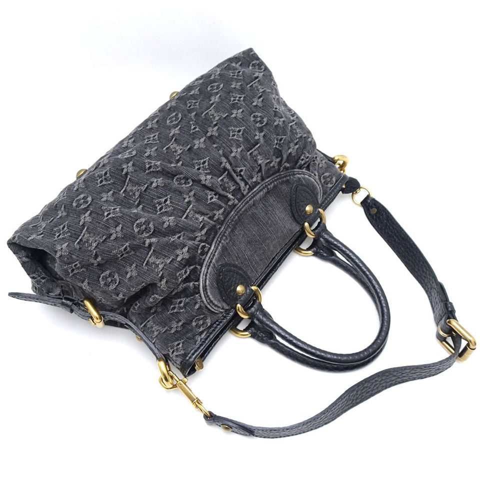Louis Vuitton Monogram Denim Neo Cabby MM Noir Shoulder Bag Black