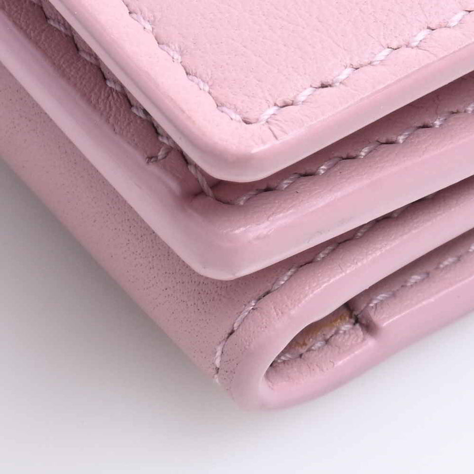 Saint Laurent- Leather Tiny Wallet Tri-fold Compact Wallet Pink