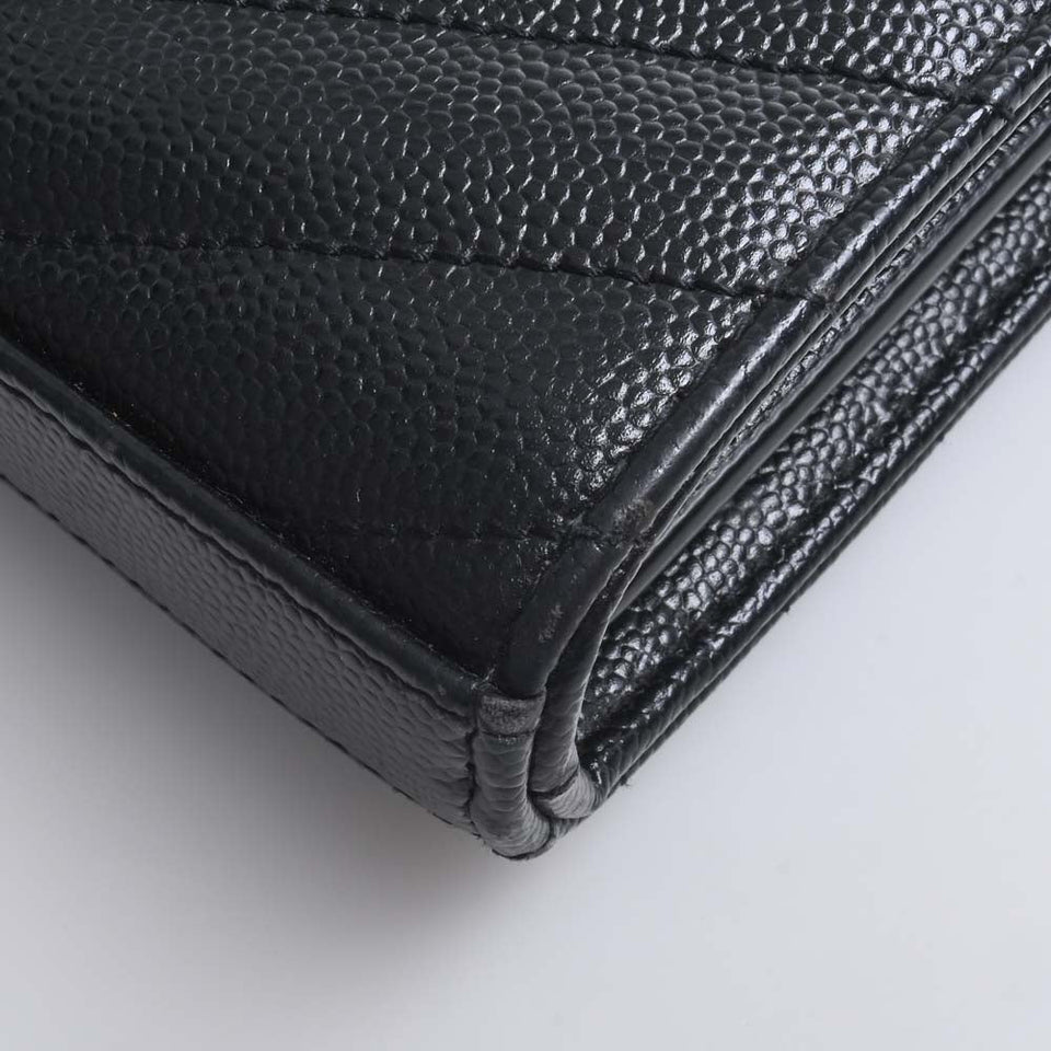 Saint Laurent- Leather Chain Shoulder Wallet Long Wallet Black