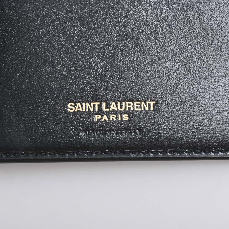Saint Laurent- Leather Money Clip Bill Clip Wallet Billfold Black