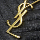Saint Laurent- Leather V-stitch Bi-fold Long Wallet Black