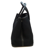 Hermes Garden Party PM Tote Bag Canvas Toile Ash Leather Black