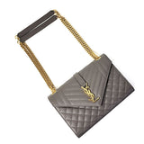 Saint Laurent- Envelope Chain Shoulder Bag Medium Grey