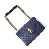 Saint Laurent- Envelope Medium Chain Shoulder Bag Marine Rouge Navy Gold